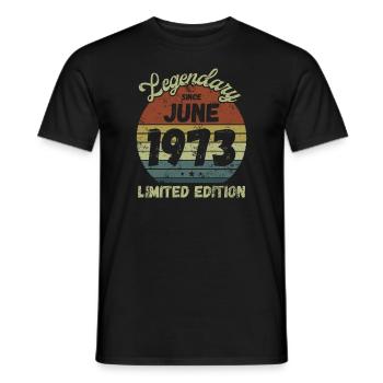 Légendaire depuis juin 1973 - Anniversaire - T-shirt homme - noir - Devant - AI Model Male 178 light (178cm)