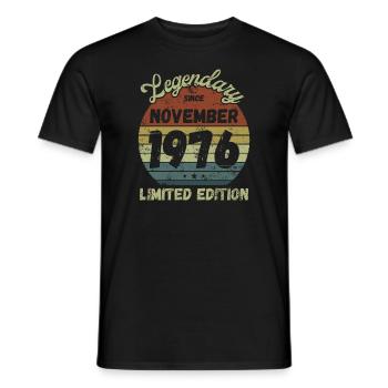 Legendary since November 1976 - Geburtstag - Männer T-Shirt - Schwarz - Vorne - AI Model Male 178 light (178cm)