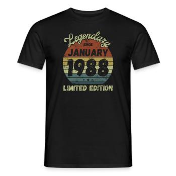 Legendary since January 1988 - Geburtstag - Männer T-Shirt - Schwarz - Vorne - AI Model Male 178 light (178cm)