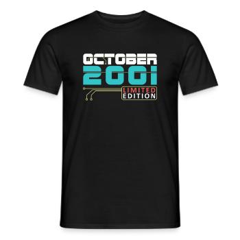 Octobre 2001 - Anniversaire en octobre - T-shirt homme - noir - Devant - AI Model Male 178 light (178cm)