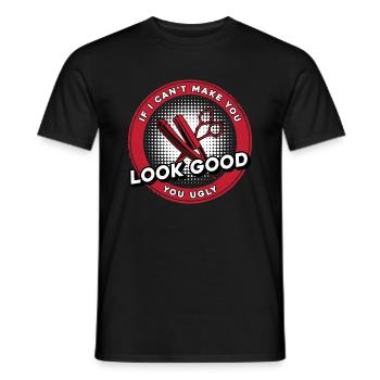 Barber Barber Hairdresser Men's Hairdresser Barbershop - Men's T-Shirt - black - Front - AI Model Male 178 light (178cm)