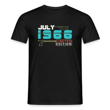 July 1966 - Geburtstag im Juli - Männer T-Shirt - Schwarz - Vorne - AI Model Male 178 light (178cm)