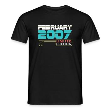 February 2007 - Birthday in February - Men's T-Shirt - black - Front - AI Model Male 178 light (178cm)