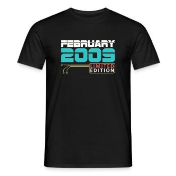 Février 2009 - Anniversaire en février - T-shirt homme - noir - Devant - AI Model Male 178 light (178cm)