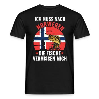 Norwegen Angeln Angler Fischen Norwegen Flagge - Männer T-Shirt - Schwarz - Vorne - AI Model Male 178 light (178cm)