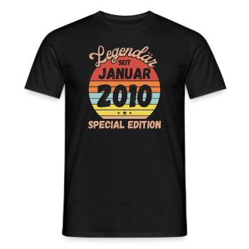 Januar 2010 - Geburtstag im Januar - Männer T-Shirt - Schwarz - Vorne - AI Model Male 178 light (178cm)