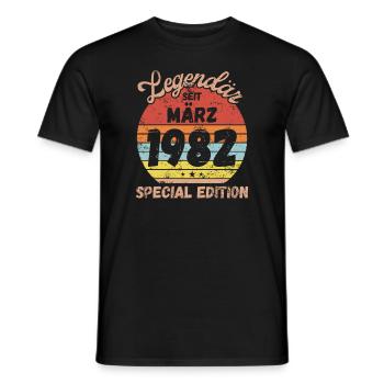 März 1982 - Geburtstag im März - Männer T-Shirt - Schwarz - Vorne - AI Model Male 178 light (178cm)
