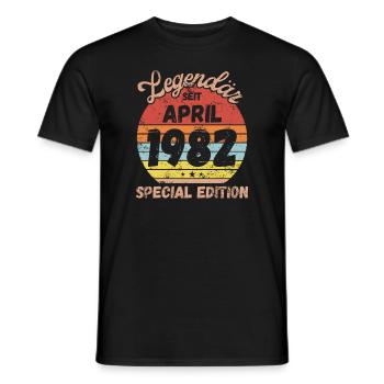 April 1982 - Geburtstag im April - Männer T-Shirt - Schwarz - Vorne - AI Model Male 178 light (178cm)