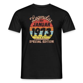 Januar 1973 - Geburtstag im Januar - Männer T-Shirt - Schwarz - Vorne - AI Model Male 178 light (178cm)