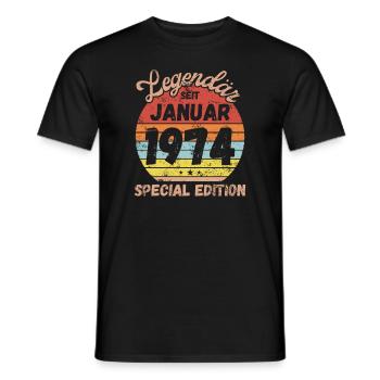 Januar 1974 - Geburtstag im Januar - Männer T-Shirt - Schwarz - Vorne - AI Model Male 178 light (178cm)