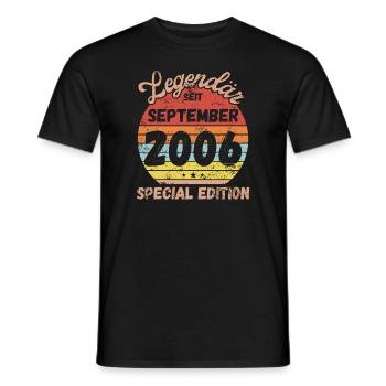 September 2006 - Geburtstag im September - Männer T-Shirt - Schwarz - Vorne - AI Model Male 178 light (178cm)