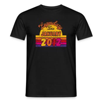 January 2012 - Birthday in January - Men's T-Shirt - black - Front - AI Model Male 178 light (178cm)