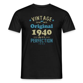 Cadeau D'anniversaire 1940 Rétro Vintage 1940 - T-shirt homme - noir - Devant - AI Model Male 178 light (178cm)