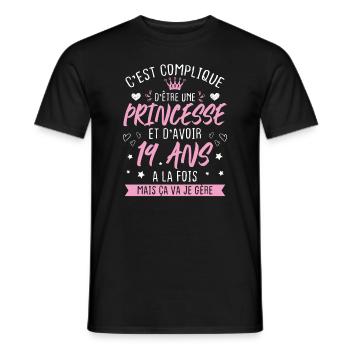 Une princesse et d'avoir 19 ans, Cadeau 19 ans - T-shirt homme - noir - Devant - AI Model Male 178 light (178cm)