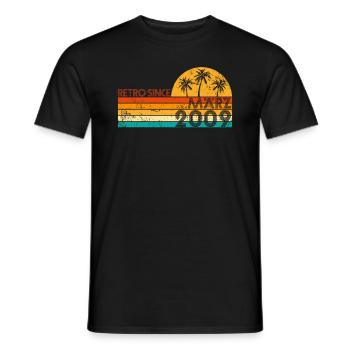 Rétro depuis mars 2009 - Anniversaire en mars - T-shirt homme - noir - Devant - AI Model Male 178 light (178cm)