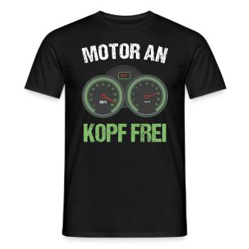 Motor an - Kopf frei - Motorrad Biker Geschenk - Männer T-Shirt - Schwarz - Vorne - AI Model Male 178 light (178cm)