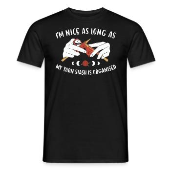 Nice As Long As Yarn Stash Is Organised Knitting - Men's T-Shirt - black - Front - AI Model Male 178 light (178cm)