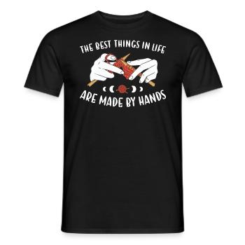 The Best Things In Life Are Made By Hand Knitting - Men's T-Shirt - black - Front - AI Model Male 178 light (178cm)