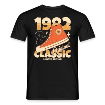Retro Original Sneakers 1982 40 Years Anniversary - Men's T-Shirt - black - Front - AI Model Male 178 light (178cm)