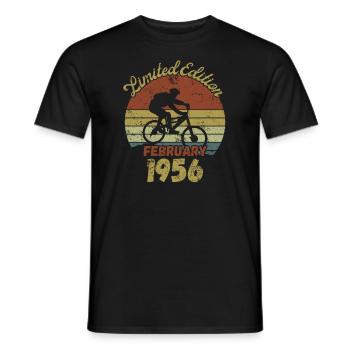 Birthday Bike Bike February 1956 - Men's T-Shirt - black - Front - AI Model Male 178 light (178cm)
