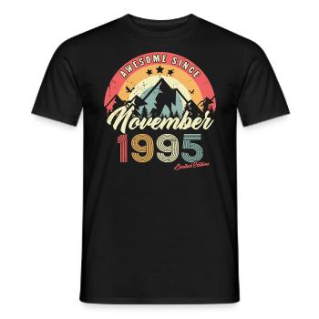 Cadeau D'anniversaire En Novembre 1995 Vintage - T-shirt homme - noir - Devant - AI Model Male 178 light (178cm)