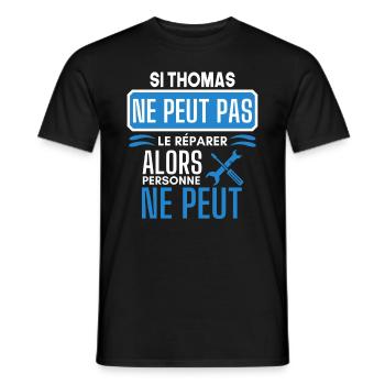 ne peut pas le réparer si Thomas - T-shirt homme - noir - Devant - AI Model Male 178 light (178cm)