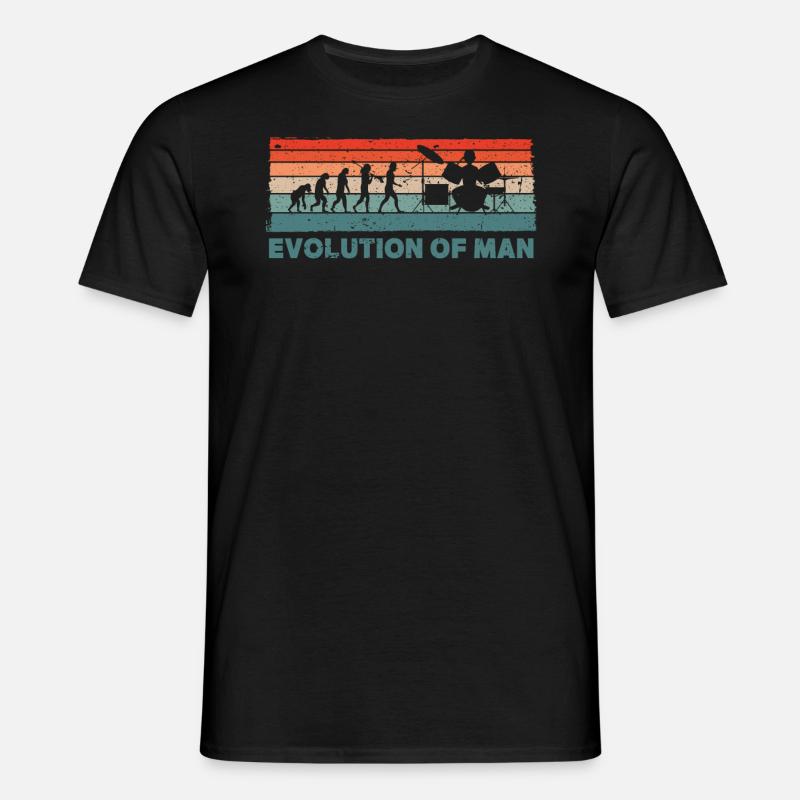 Retro Schlagzeuger Evolution Batteur - T-shirt Homme - noir