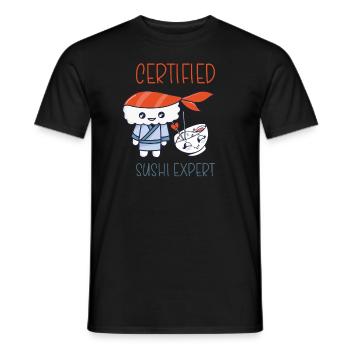 Kawaii Japanese Food Salmon Salmon Sushi Roll - Men's T-Shirt - black - Front - AI Model Male 178 light (178cm)