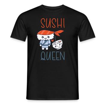 Kawaii Japanese Food Salmon Salmon Sushi Roll - Men's T-Shirt - black - Front - AI Model Male 178 light (178cm)