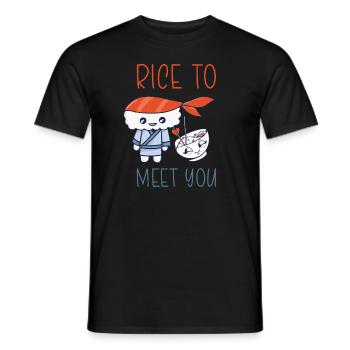 Kawaii Japanese Food Salmon Salmon Sushi Roll - Men's T-Shirt - black - Front - AI Model Male 178 light (178cm)