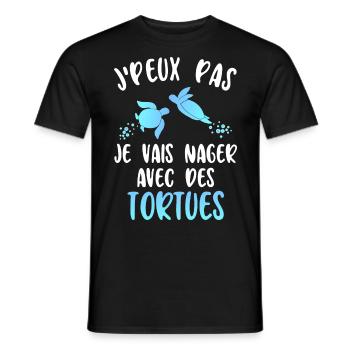 J'Peux Pas Je Vais Nager Avec Des Tortues - T-shirt homme - noir - Devant - AI Model Male 178 light (178cm)
