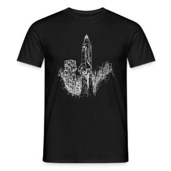 Space Shuttle Launch Scribble - Men's T-Shirt - black - Front - AI Model Male 178 light (178cm)