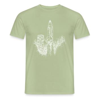 Space Shuttle Launch Scribble - Men's T-Shirt - sage - Front - AI Model Male 178 light (178cm)