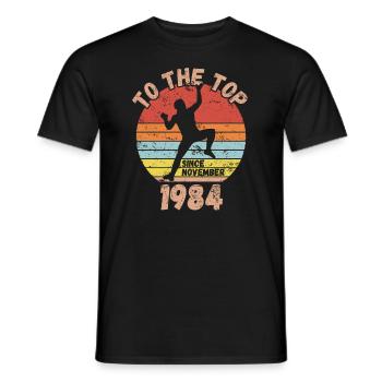 Birthday Climbing Bouldering since November 1984 - Men's T-Shirt - black - Front - AI Model Male 178 light (178cm)