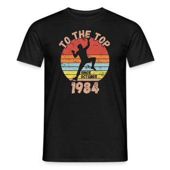 Birthday Climbing Bouldering since October 1984 - Men's T-Shirt - black - Front - AI Model Male 178 light (178cm)