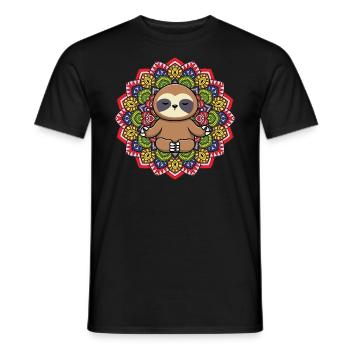 Yogi Buddhist Farbenfrohes Mandala Yoga Faultier - Männer T-Shirt - Schwarz - Vorne - AI Model Male 178 light (178cm)