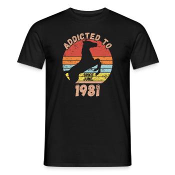 Anniversaire Équitation Juin 1981 - T-shirt homme - noir - Devant - AI Model Male 178 light (178cm)