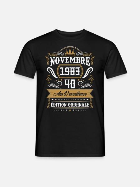 Novembre 1983 40 Ans Rétro Cadeau D'anniversaire - T-shirt homme - noir