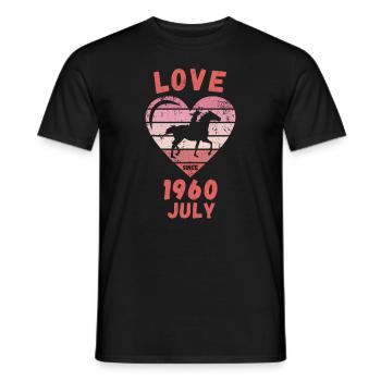 Love Pferde Reiten Geburtstag Juli 1960 - Männer T-Shirt - Schwarz - Vorne - AI Model Male 178 light (178cm)