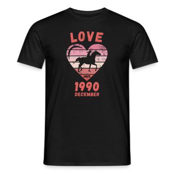 Love Pferde Reiten Geburtstag Dezember 1990 - Männer T-Shirt - Schwarz - Vorne - AI Model Male 178 light (178cm)