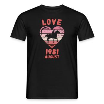 Amour Équitation Anniversaire Août 1981 - T-shirt homme - noir - Devant - AI Model Male 178 light (178cm)