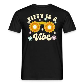 Né En 1974 50 Ans Anniversaire Femme Retro Groovy - T-shirt homme - noir - Devant - AI Model Male 178 light (178cm)