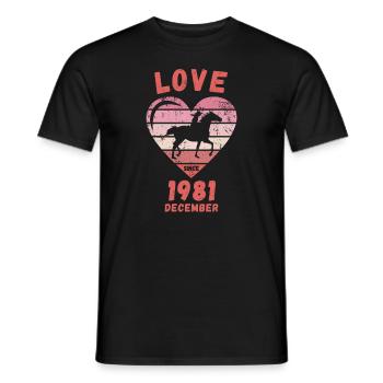 Love Horse Riding Anniversaire Décembre 1981 - T-shirt homme - noir - Devant - AI Model Male 178 light (178cm)
