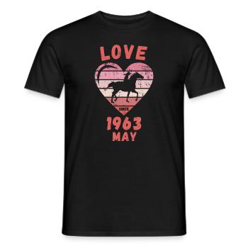 Love Horse Riding Birthday May 1963 - Men's T-Shirt - black - Front - AI Model Male 178 light (178cm)