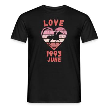 Love Horse Riding Birthday Juin 1993 - T-shirt homme - noir - Devant - AI Model Male 178 light (178cm)