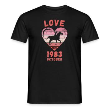 Love Pferde Reiten Geburtstag Oktober 1983 - Männer T-Shirt - Schwarz - Vorne - AI Model Male 178 light (178cm)