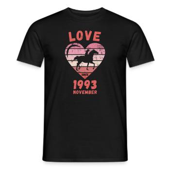 Love Horse Riding Birthday Novembre 1993 - T-shirt homme - noir - Devant - AI Model Male 178 light (178cm)
