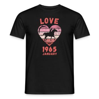 Love Pferde Reiten Geburtstag Januar 1965 - Männer T-Shirt - Schwarz - Vorne - AI Model Male 178 light (178cm)