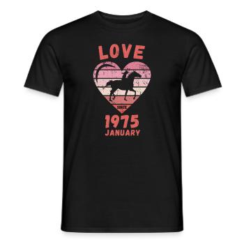 Love Horse Riding Birthday January 1975 - Men's T-Shirt - black - Front - AI Model Male 178 light (178cm)