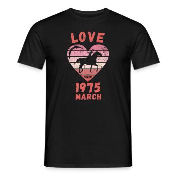 Love Horse Riding Birthday March 1975 - Men's T-Shirt - black - Front - AI Model Male 178 light (178cm)